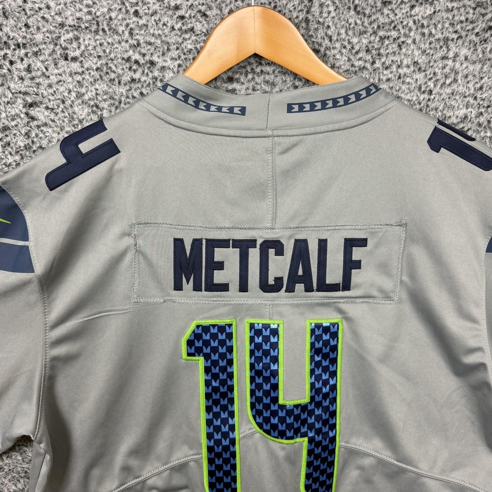 Seattle Seahawks Jersey Mens Large Gray NFL Football DK Metcalf #14 Nike L - Picture 11 of 16
